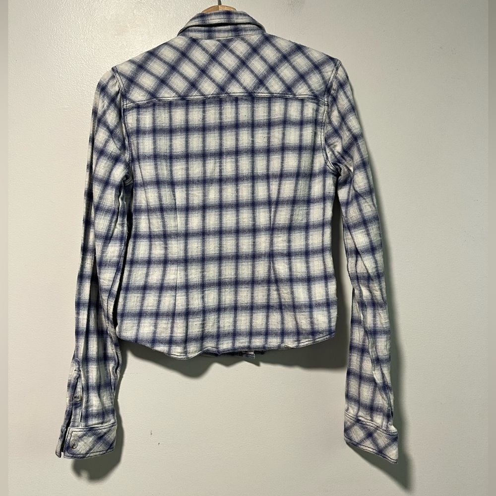 BDG Urban Outfitters Blue & White Plaid Flannel Button-Up Shirt - Medium - Picture 5 of 14